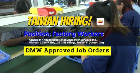 DMW Approved Job Order for Factory Workers under .